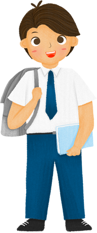 Boy Junior High School Student Carrying Backpack